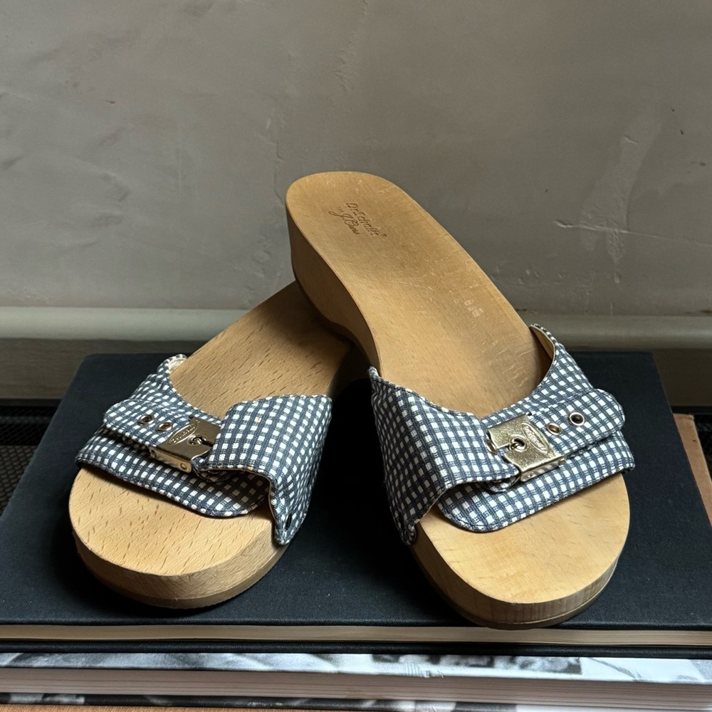 Dr. Scholl's for J.Crew Blue Gingham Clogs Size 9
